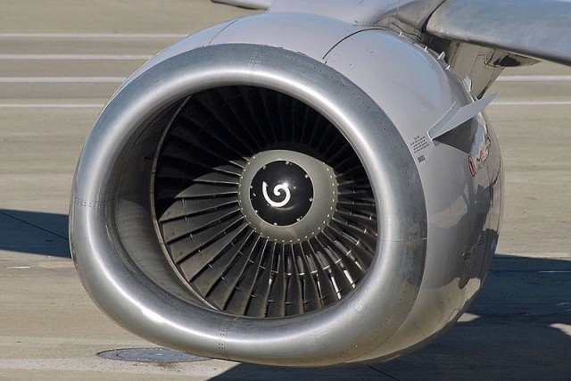 Engine inlet of a CFM56-3 engine on a Boeing 737-524 by Kenneth Iwelumo