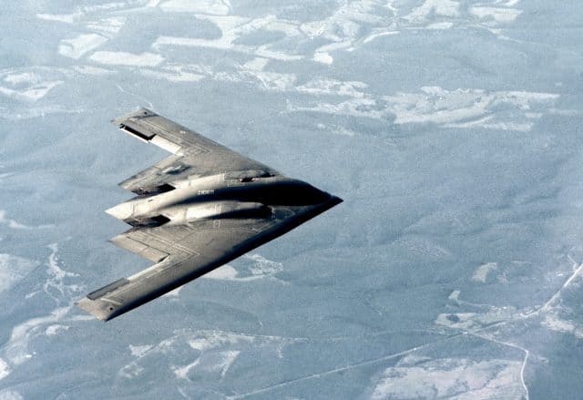 B-2 Spirit Bomber aircraft during a training exercise, 2000