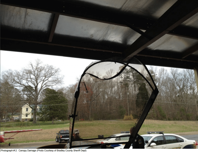 Canopy damage courtesy of the Bradley County Sheriff Department