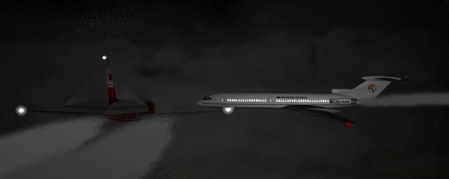 Bashkirian Airlines Flight 2937 DHL Flight 611 moments before the collision (Re-creation by Anynobody)